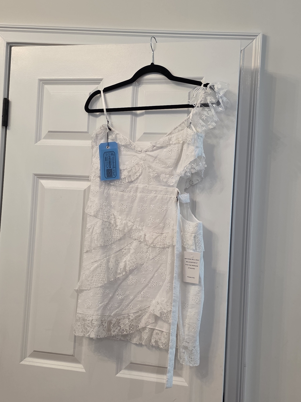 For Love And Lemons White Eyelet Ruffle Mini Dress